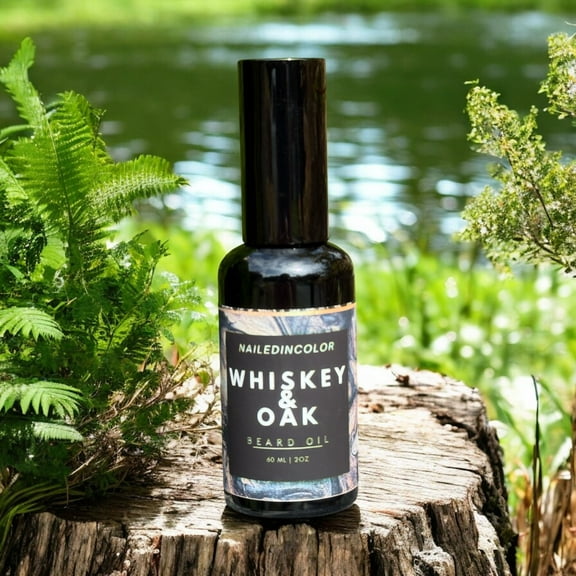 Whiskey & Oak Men's Beard Oil by NailedInColor, Scented 2 Fl oz, Skin Protection, Moisturizing, Beard Care, Grooming
