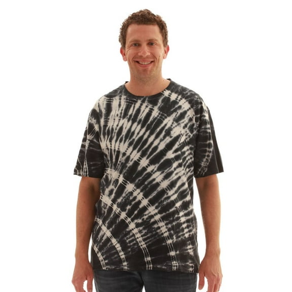 Whiskey & Oak Men’s Tie Dye T-Shirt – Crew Neck Tee Shirt (Tie Dye Black with White, Large)