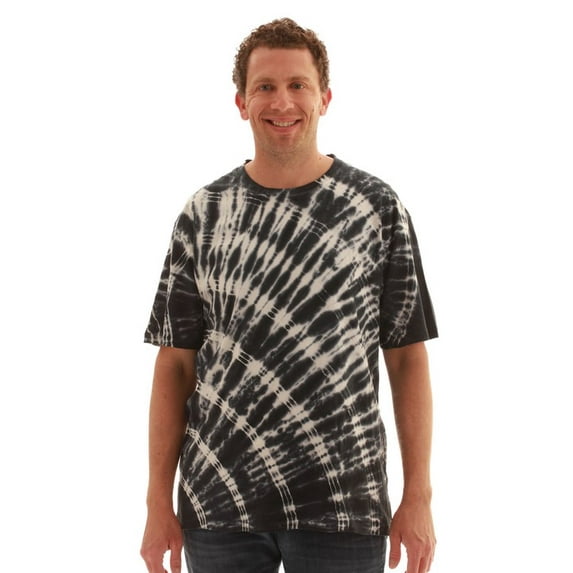 Whiskey & Oak Men’s Tie Dye T-Shirt – Crew Neck Tee Shirt (Tie Dye Black with White, Large)