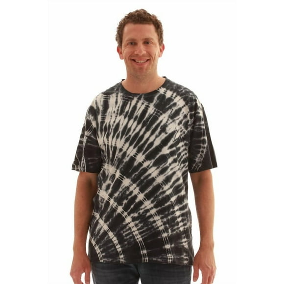Men’s Tie Dye T-Shirt – Crew Neck Tee Shirt (Tie Dye Black with White, X-Large)