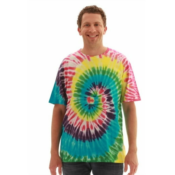 Whiskey & Oak Men’s Tie Dye T-Shirt – Crew Neck Tee Shirt (Tie Dye Neon Multi, Large)