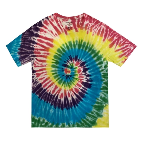 Whiskey & Oak Men’s Tie Dye T-Shirt – Crew Neck Tee Shirt (Tie Dye Neon Multi, X-Large)
