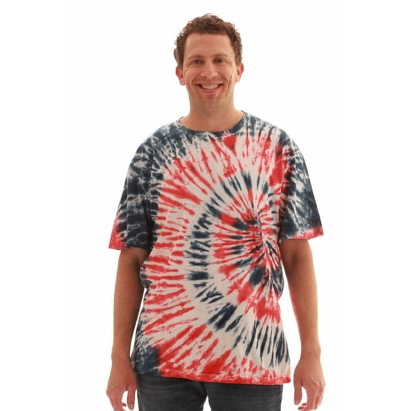 Whiskey & Oak Men’s Tie Dye T-Shirt – Crew Neck Tee Shirt (Tie Dye Red White Blue, Large)