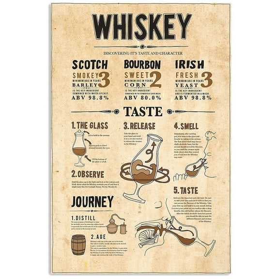Whiskey – Poster - Poster Print - Wooden Hanging Scroll Frame 11 x 17 Inch Poster