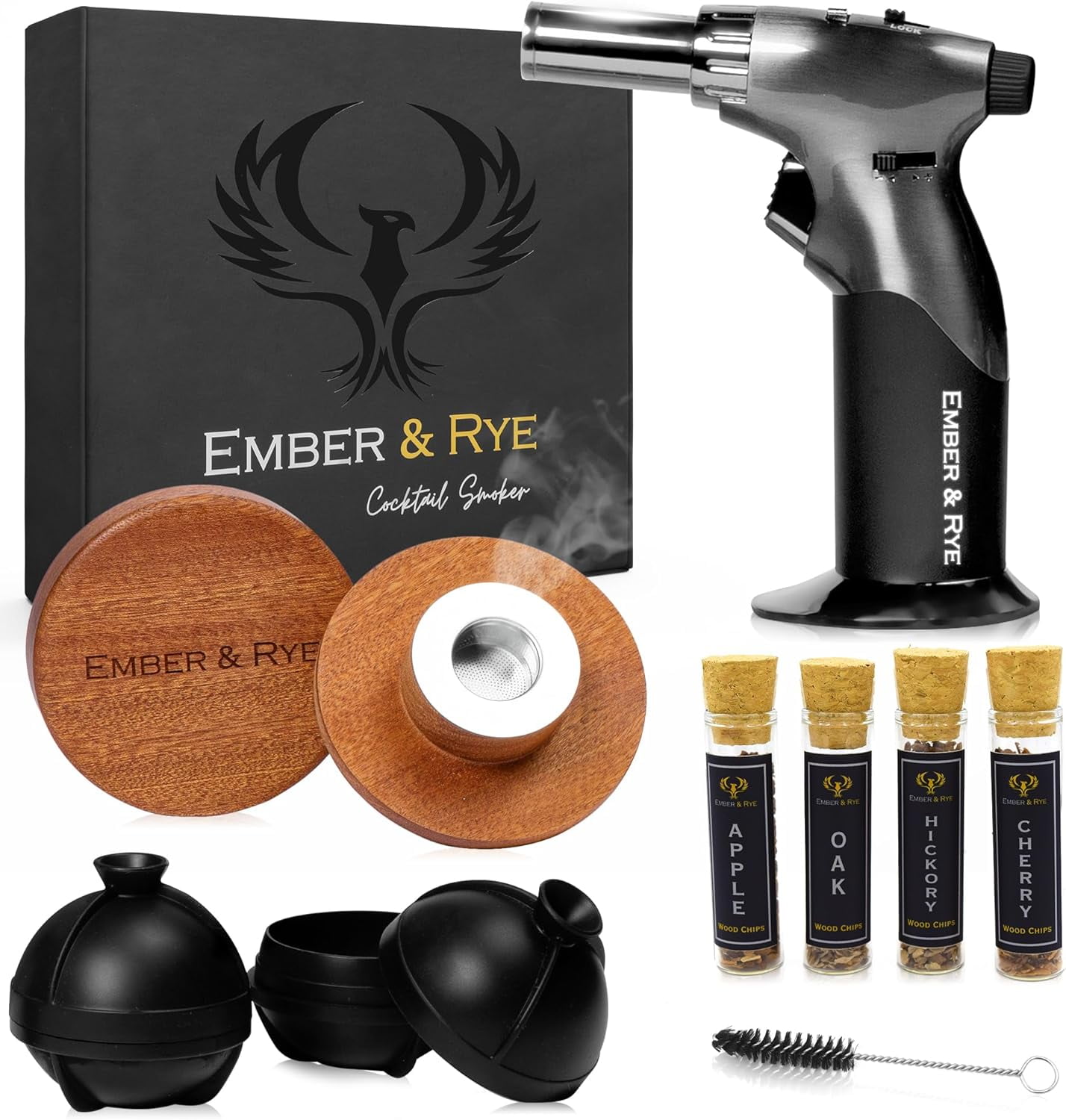 Cocktail Smoker Kit With Quad Flame Torch & Wood Chips - Whiskey & Bourbon Gift Set - View #3
