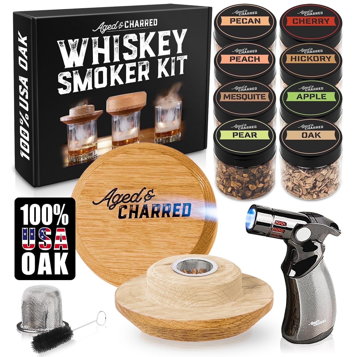 BAIKY Whiskey Smoker Kit – Complete Set With Torch, Glasses & Accessories | Perfect Gift For Men, Dad, Bourbon Lovers