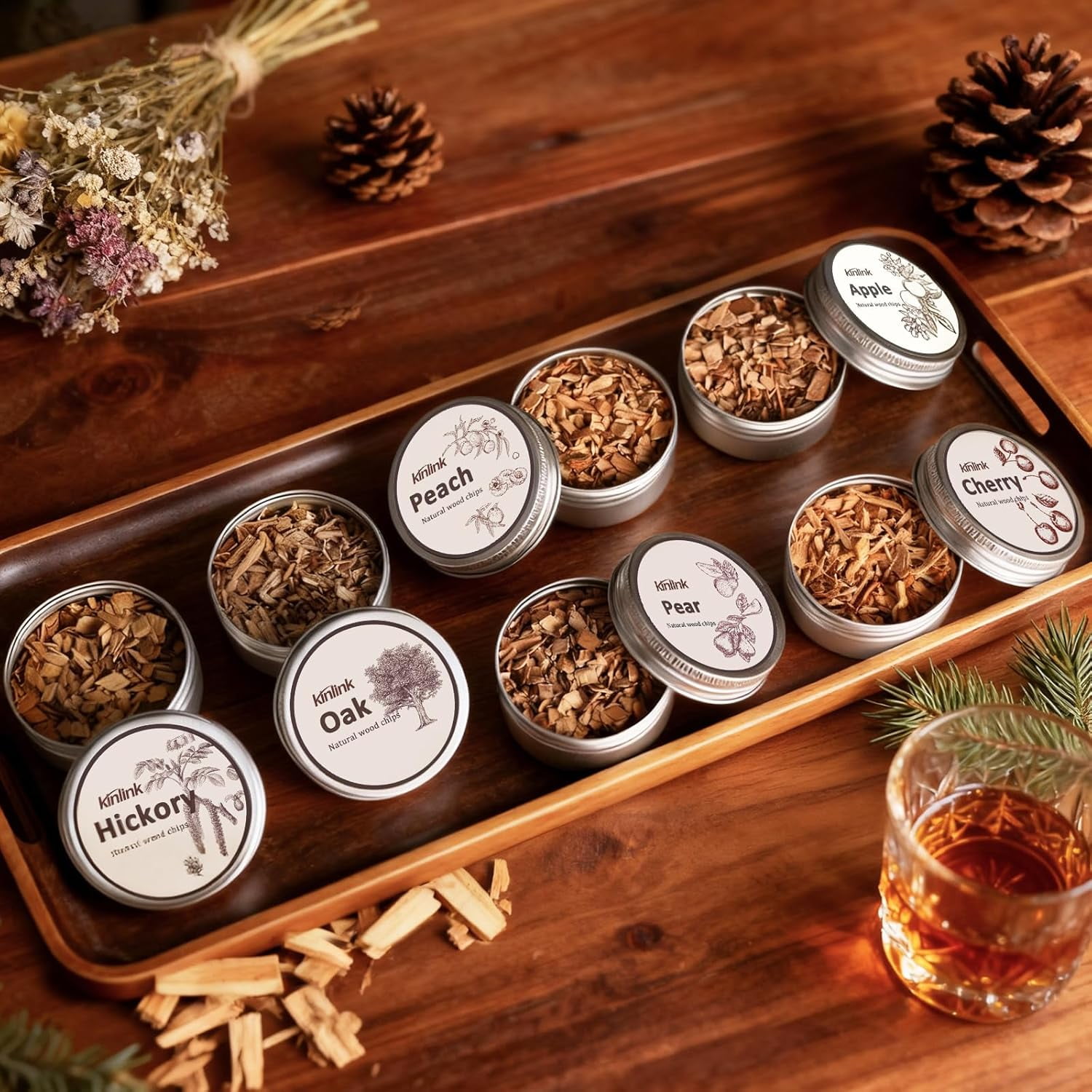 Whiskey Smoker Kit with Torch No Butane, 6 Flavors Wood Chips, 2 ...