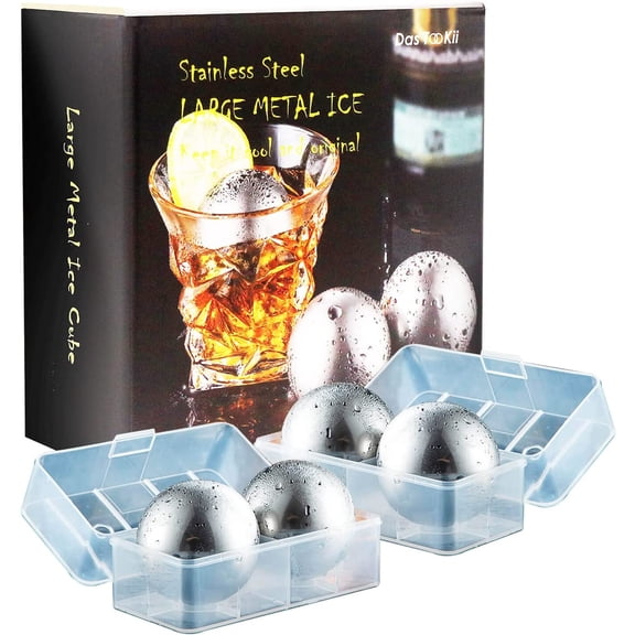 Whiskey Stone Gifts Set, Reusable Metal Ice Cubes, XL Large Stainless Steel Whiskey Stone, Refreezable Ice Ball Set with Storage Case, Unique Christmas Bourbon Gifts, Ice Rocks Wine Chiller