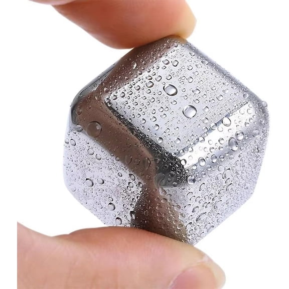 Whiskey Stone Ice Cubes, 1/4/6pc Stainless Steel Reusable Chilling Glacier Rock Cooler(1PC)