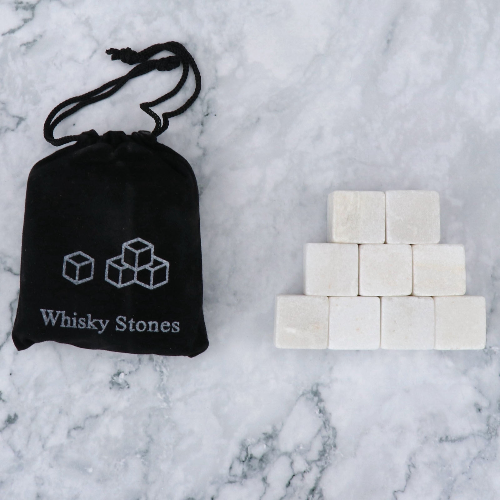 Whiskey Stones Gift Set of 9, Reusable Soapstone & Granite Drink
