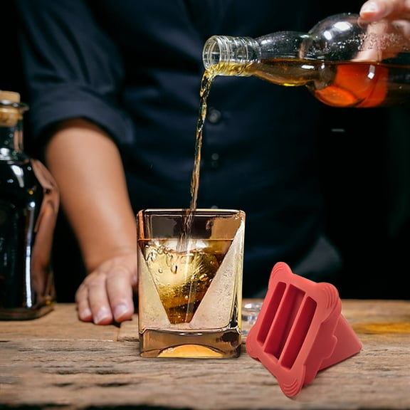 Whiskey Wedge Ice Mold + Glass Set Double Old Fashioned Whisky Glass with Ice Form Red