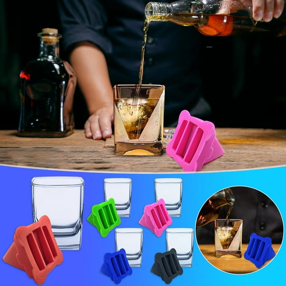 Whiskey Wedge Ice Mold, Layered Glass Whisky Glass Set Featuring Creative Ice Film Design for Chilled Cocktails and Home Bar Use, Reusable Silicone Mold With Included Drinking Glass Blahzhy