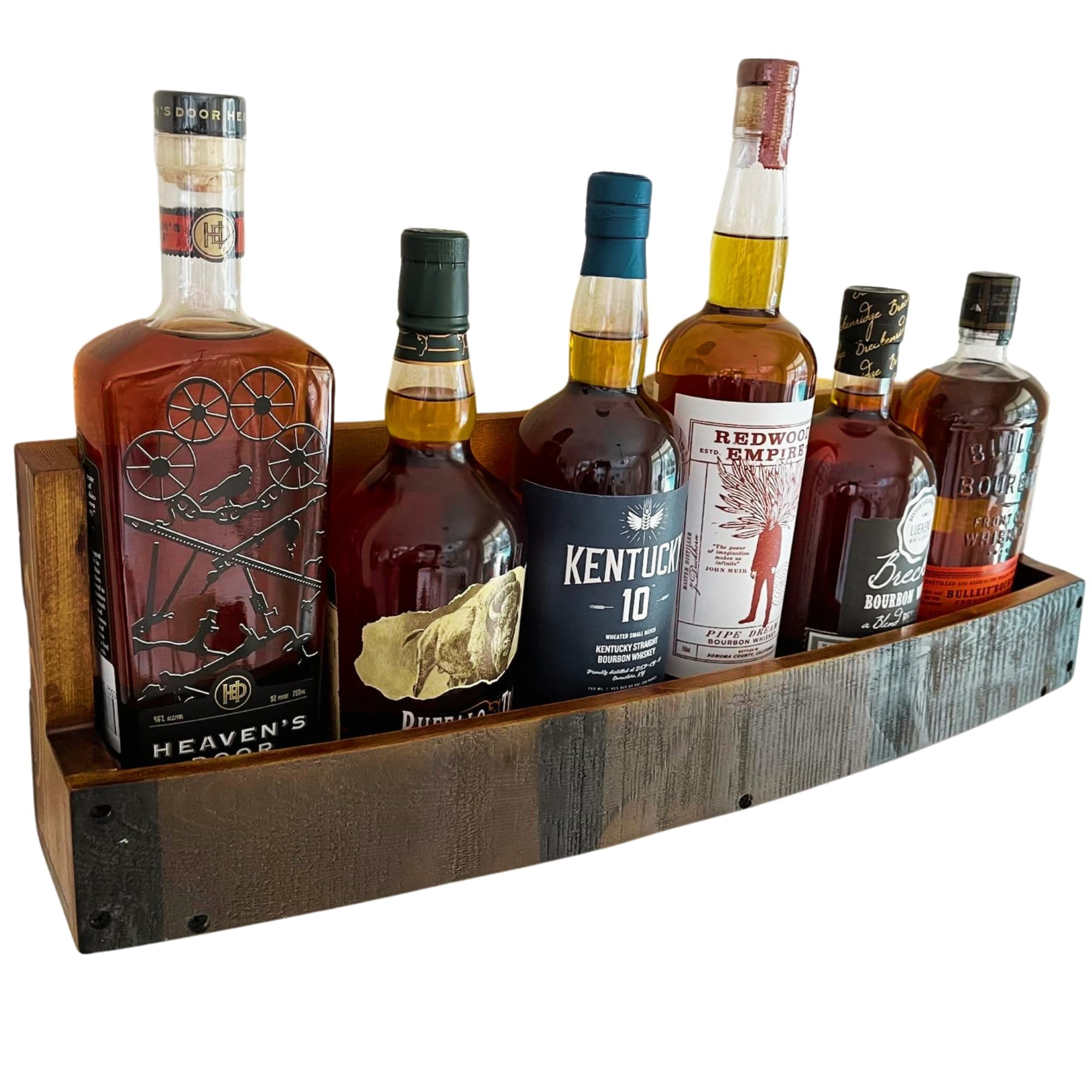 Whiskey & Wine Barrel Shelf - Rustic Wall-Mounted Wooden Rack for ...