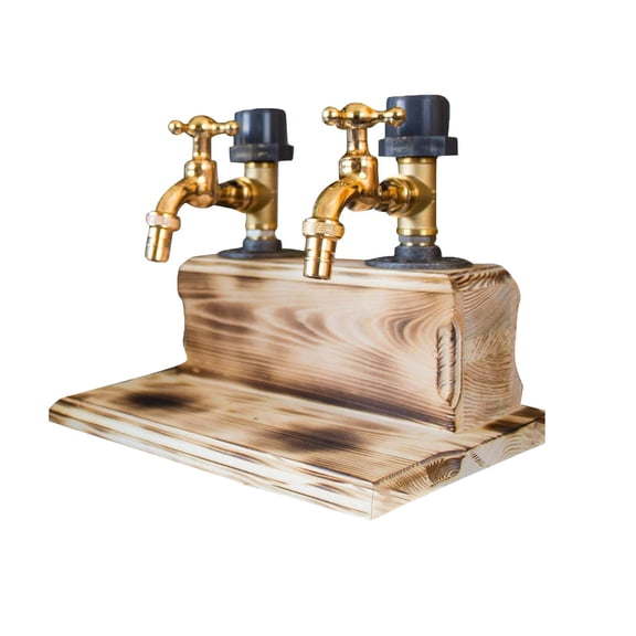 Whiskey Wood Dispenser, Gift Wine Dispenser Wood Wall Mounted Liquor Dispenser, 2-Faucet Wooden Wine Tap Dispenser For Home Bar, Restaurant, Or Party