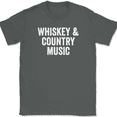 thumbnail image 1 of Whiskey and Country Music T-Shirt Funny Cow Boy Girl Hat Boots Beer Drinking Tee - Charcoal, XL, 1 of 1