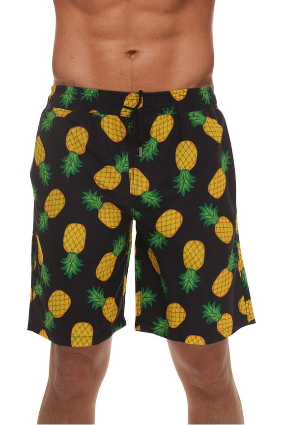 Whiskey and Oak Men's Bathing Suit Swim Trunks 94953-5726-XS (Black - Pineapples, Small)