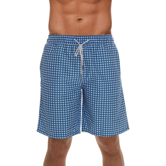 Whiskey and Oak Men's Bathing Suit Swim Trunks 94953-5726-XS (Navy - Gingham, Medium)