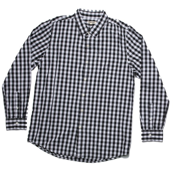 Whiskey and Oak Mens Plaid Long Sleeve Button Down Shirts 67915-BLK-M (Black White, Large)