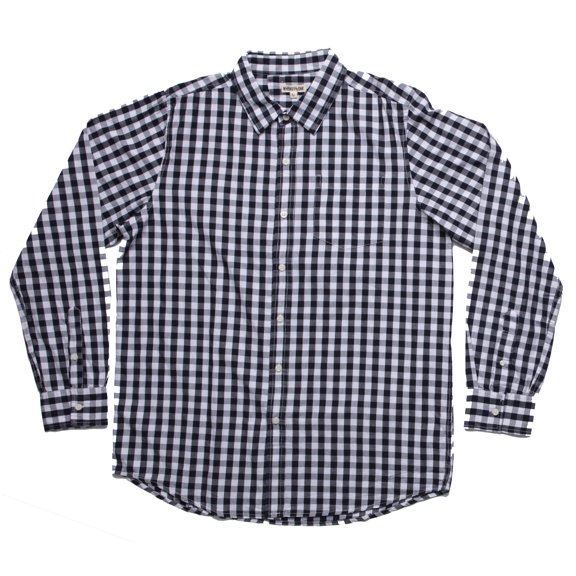 Whiskey and Oak Mens Plaid Long Sleeve Button Down Shirts 67915-BLK-M (Navy White, Small)