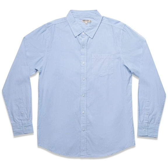 Whiskey and Oak Mens Plaid Slim Fit Long Sleeve Button Down Shirts 67903-BLK-S (Light Blue White Stripe, XX-Large)