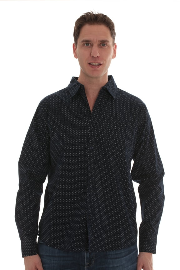Whiskey and Oak Mens Slim Fit Long Sleeve Button Down Shirts 67904 (Navy, Large)