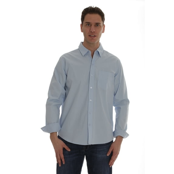 Whiskey and Oak Mens Slim Fit Long Sleeve Button Down Shirts (Light Blue, Medium)
