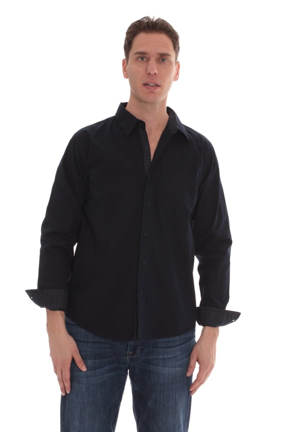 Whiskey and Oak Mens Slim Fit Long Sleeve Button Down Shirts (Navy, X-Large)