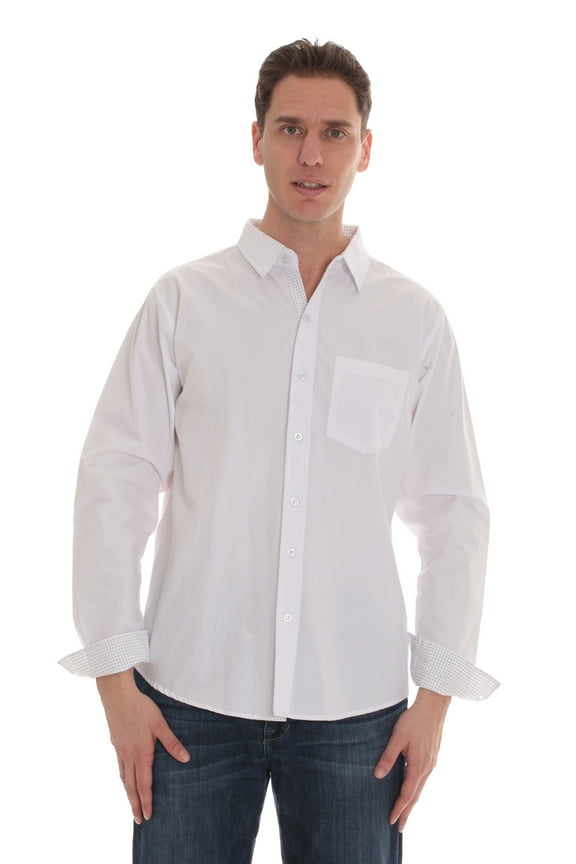 Whiskey and Oak Mens Slim Fit Long Sleeve Button Down Shirts (White, X-Large)