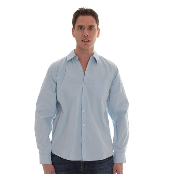 Whiskey and Oak Mens Solid Slim Fit Long Sleeve Button Down Shirts 67906-BLK-M (Light Blue, X-Large)