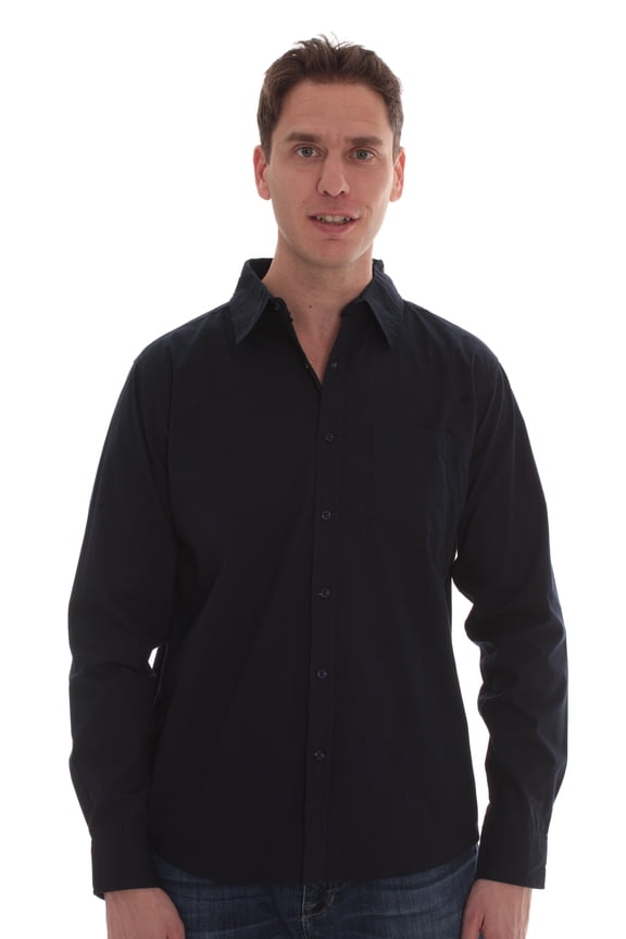 Whiskey and Oak Mens Solid Slim Fit Long Sleeve Button Down Shirts 67906-BLK-S (Navy, Medium)
