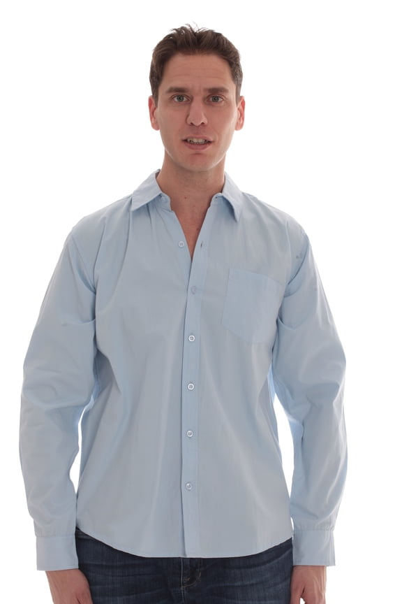 Whiskey and Oak Mens Solid Slim Fit Long Sleeve Button Down Shirts (Light Blue, Large)