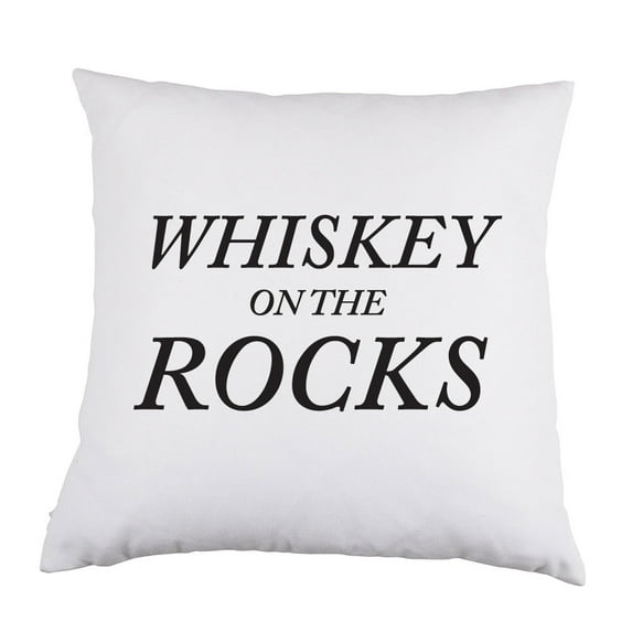 Whiskey on the Rocks White Satin Throw Pillow 16 inch Square with Insert Included