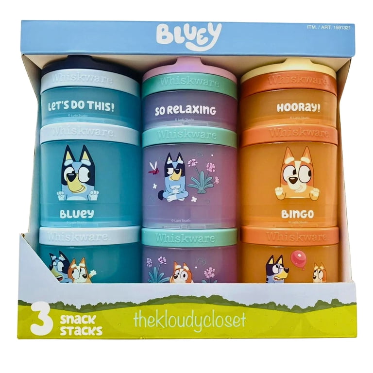 Whiskware Bluey Snack Stacks Blue 3-pack Stackable Food Storage