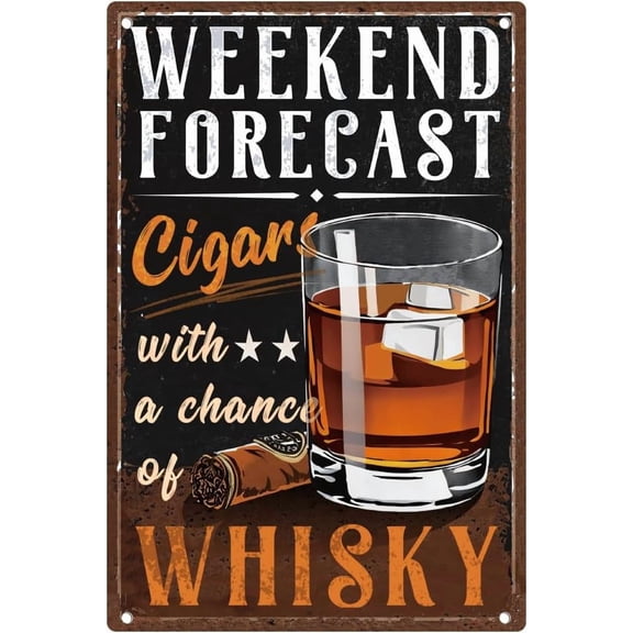 Whisky Bar Metal Tin Sign Weekend Forecast Vintage Wall Art Poster