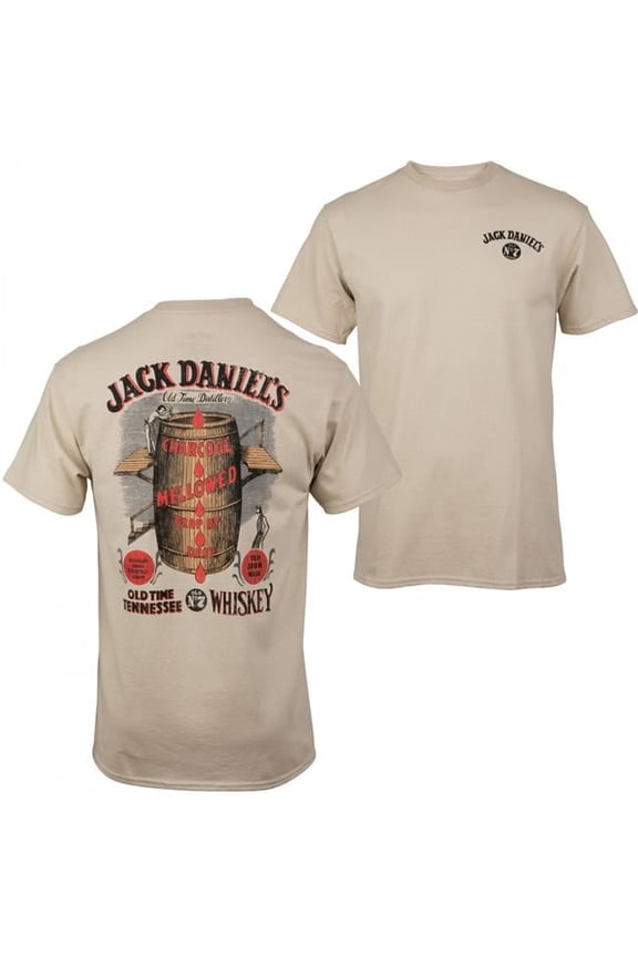 Whisky Barrel Front & Back Print T-Shirt, Tan - Extra Large
