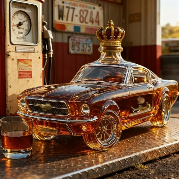Whisky Bottle Car Shape Novel Glass Decanter, Car Shaped Whiskey Decanter Creative Glass Bottle Decoration for Home Bar, Gift for Men Dad Husband