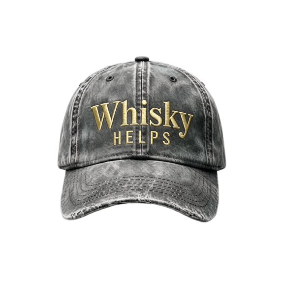 Whisky HELPS Baseball Cap Washed Distressed Adjustable Lightweight Breathable Casual Hat For All Seasons
