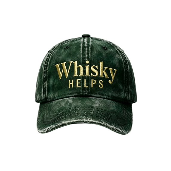Whisky HELPS Baseball Cap Washed Distressed Adjustable Lightweight Breathable Casual Hat For All Seasons