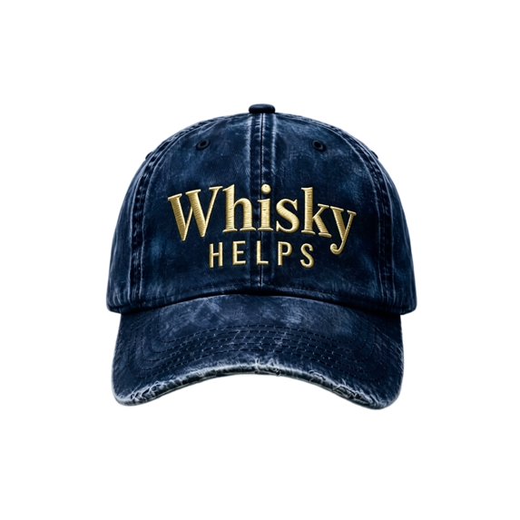 Whisky HELPS Baseball Cap Washed Distressed Adjustable Lightweight Breathable Casual Hat For All Seasons