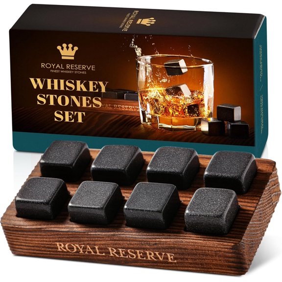 Whisky Stons Gift St by Royal Rsrv Artisan Craftd Rusabl Chilling Rocks for Scotch Stocking Stuffr Mn - Bourbon Gifts Husband Dad Boyfrind Guy