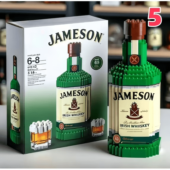 Whisky Wine Bottle Building Blocks Set,Whisky Theme Building Blocks,Building Block Toys,Funny Whisky Wine Bottle Desk Decor,Collectible Display Model Set,Creative Building Toy Gift for Adults & Kids