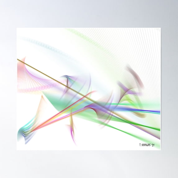 Whisper Abstract Art Design Wavy Line Art Full Of Color On White Background Poster Wall Art, Modern Wall Decor For Living Room Bedroom, 16x24 UNFRAMED