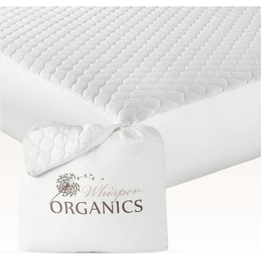 Whisper Organics 100% Cotton Organic Mattress Protector, 300TC Mattress Pad, Queen size, Ivory