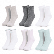 Whisper Soft Girls Socks, Lightweight Breathable Quarter Crew Socks for Girls, Grey, M, 6 Pack