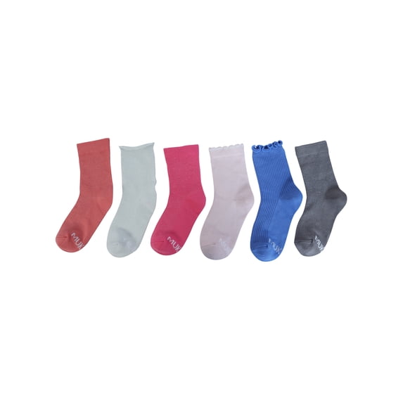 Girls Whisper Soft Quarter Crew Socks 6 Pack Lightweight Breathable Socks, RED, S