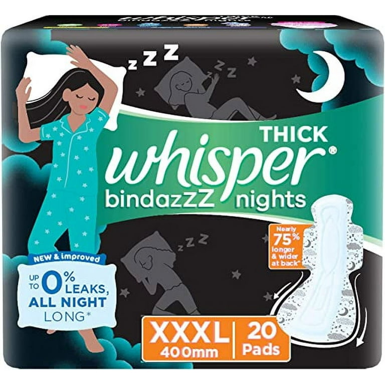 Buy Whisper Bindazz Nights Sanitary Pads (XL+) 15's (Buy 2 Get 1 Free)  Online at Discounted Price