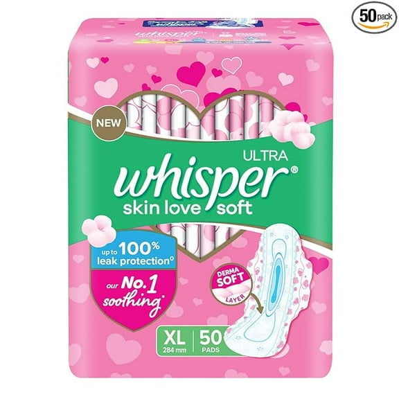 Whisper Ultra Softs Air Fresh Sanitary Pads for Women, XL 50 Napkins