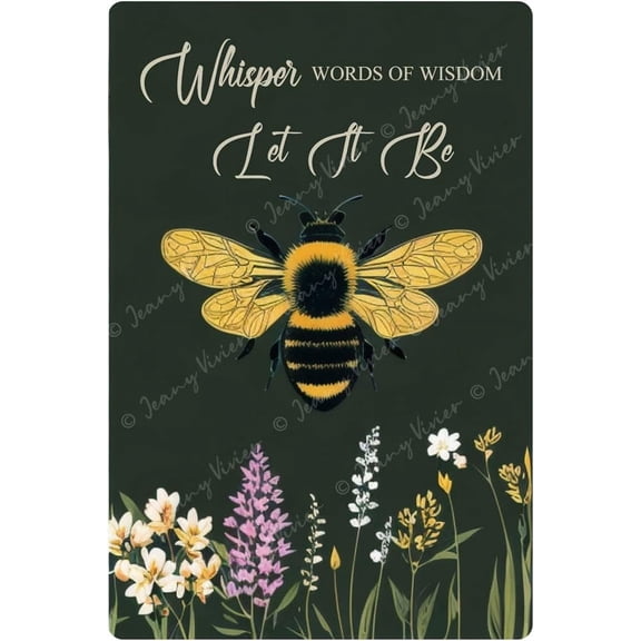 Whisper Words of Wisdom Let It Be Bees Poster, Bee Lover Gift, Bumble Bees Artwork Signs for Home Novelty Hot Coffee Metal Tin Signs, Retro Plate Shop Cafe Farmhouse Sign 5.5x8 Inches