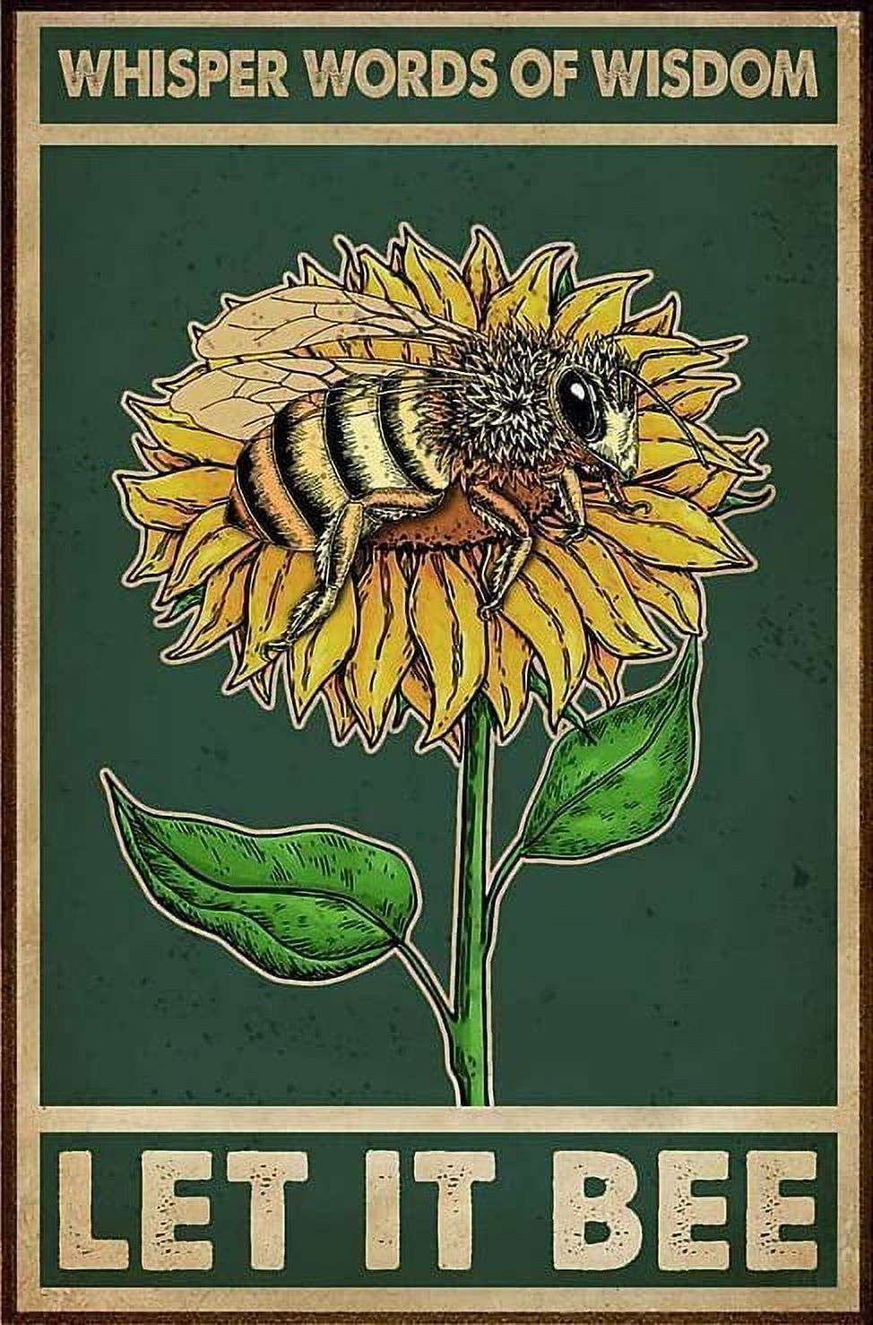 WEIMEILD Targa In Metallo 'Whisper Words Of Wisdom-Let It Bee' - Cartello Retrò 20x30 Cm Per Pub, Bar, Casa
