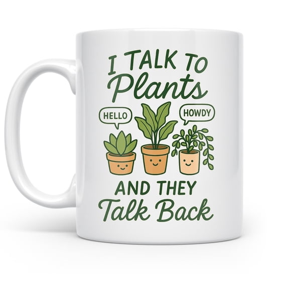 Whisper to Plants 11 oz Coffee Mug - Boho Botanical Humor White Ceramic Gift